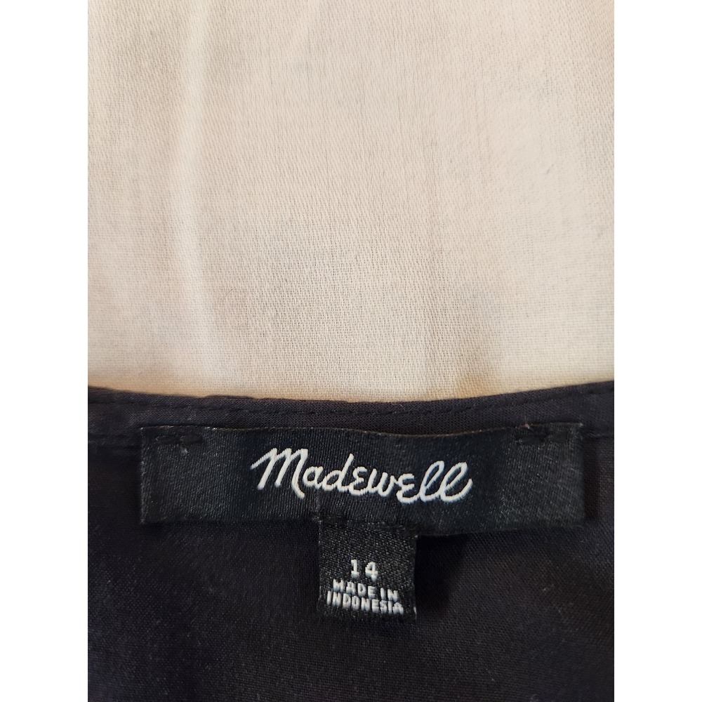 Madewell Star Print Midi Dress Navy Blue Long Sleeve Empire Waist Viscose Sz 14 - Picture 8 of 10
